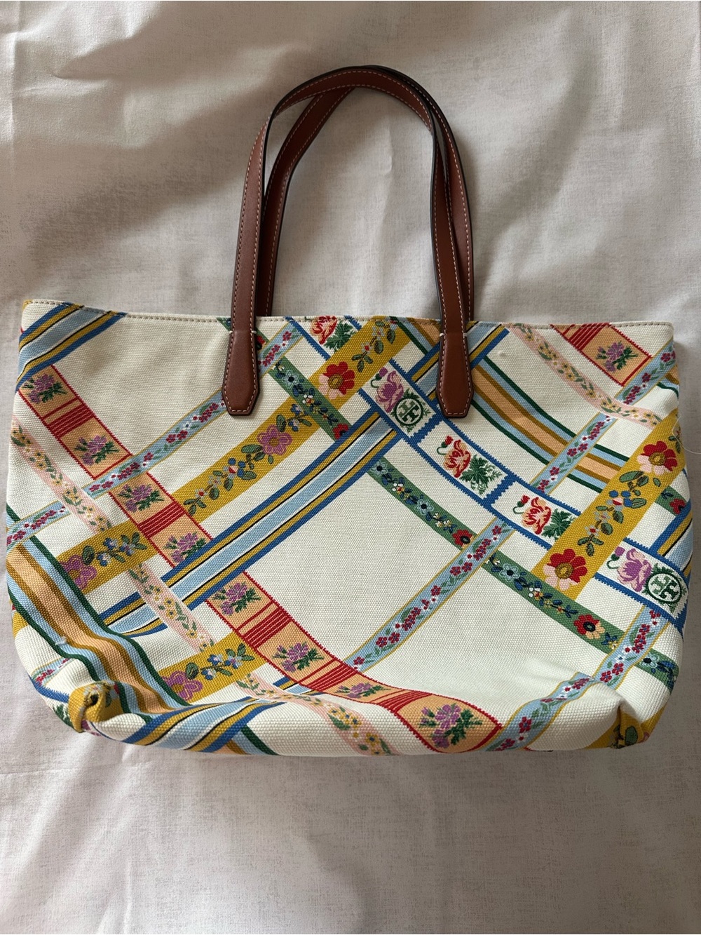 Tory Burch Canvas Tote Ribbon Weave - Picture 4 of 7